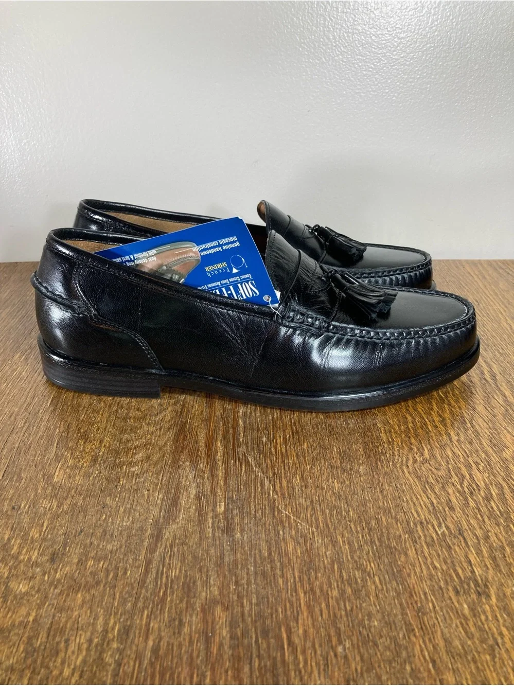 NWT French Shriner Black Leather Tassel Loafer Men’s Size 10W